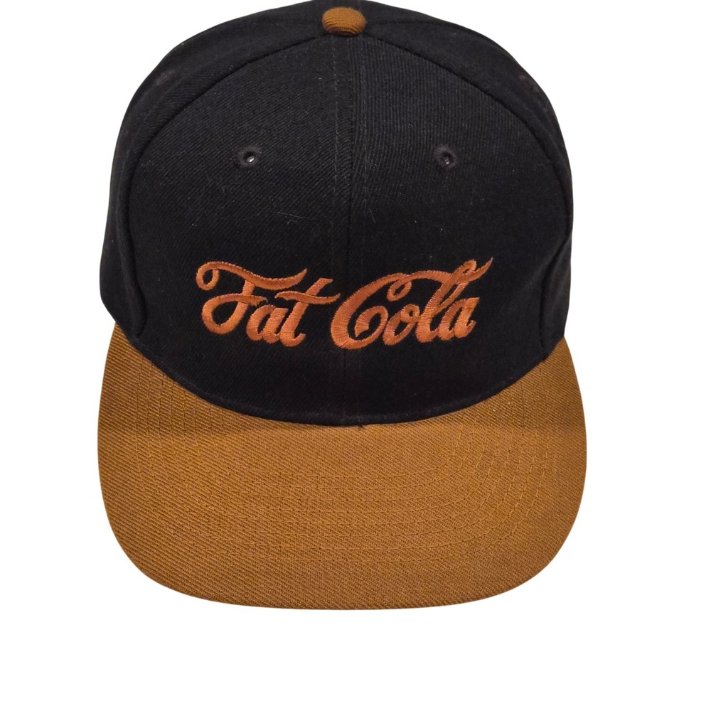Otto Cap Fat Cola Embroidered Snapback Hat Black Brown Two Tone Flat Brim